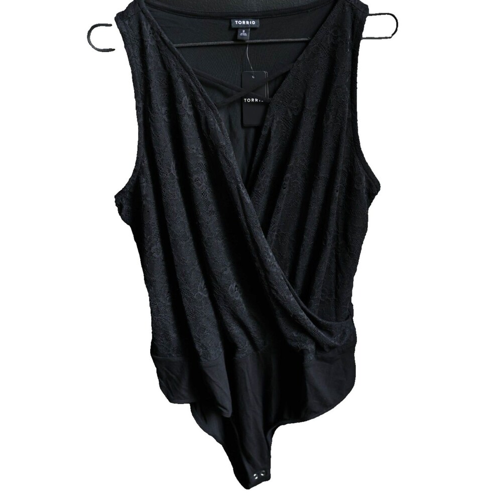 NWT Torrid Black Cage Lace Surplice Sleeveless Strappy Bodysuit Whimsigoth 2X
